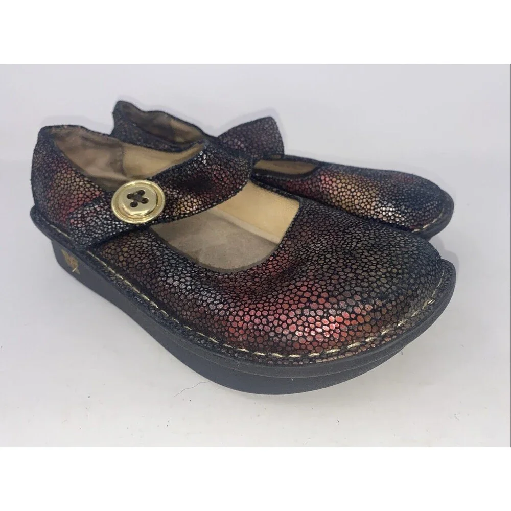 ALEGRIA PAL-232 Womens Sz 36 Reflect Leather Maryjane Slip Resistant‎ Clog 6 6.5